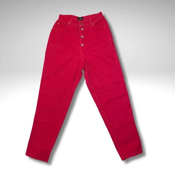Sasson Jeans Denim - VTG Sasson High-Waist Red Jeans | Heritage-coded Button Fly Mom Denim | 26